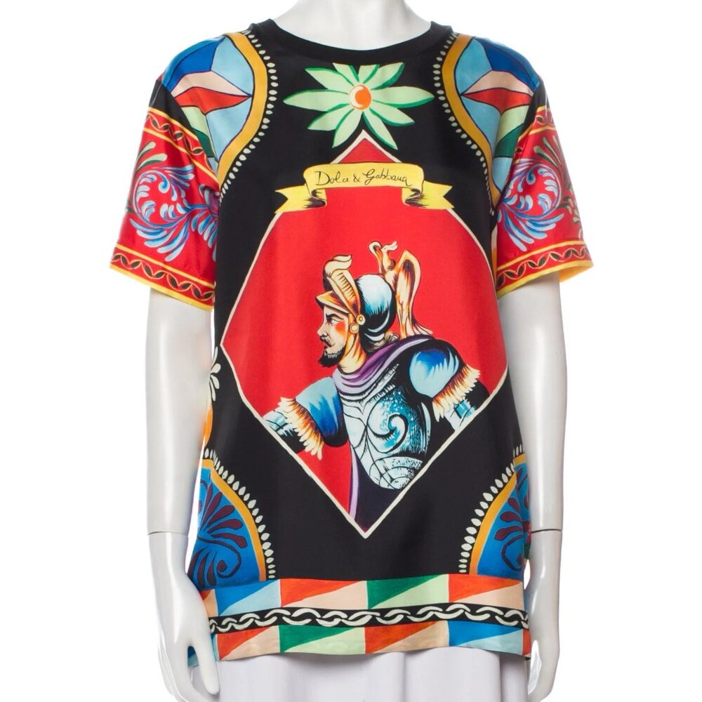 DOLCE & GABBANA Silk Printed T-Shirt Size: XS | US2, IT38